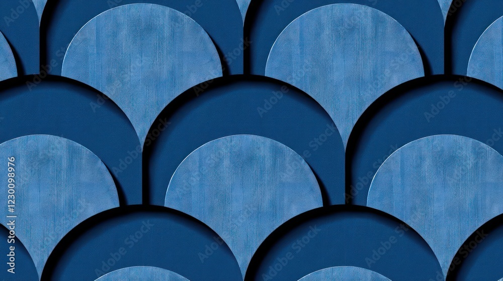 Poster abstract blue pattern featuring overlapping circular shapes creating a textured design