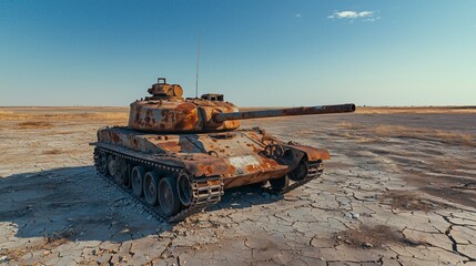 Scattered Debris Around Forgotten Military Tank