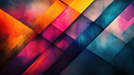 Fototapeta premium Abstract Colorful Geometric Background Dynamic Design Modern Art Vivid Hues Intense Colors Diagonal