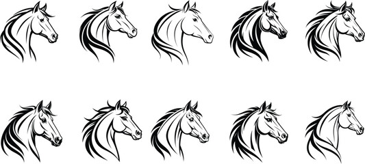 Horse Head Vector Illustration | silhouette Design | Animal Line Art | Horse Outline Drawing | Minimalist Horse Artwork .