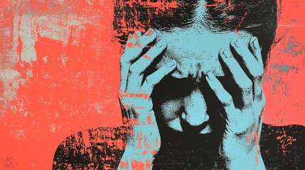 Emotional distress portrayal urban setting digital artwork abstract environment close-up view mental health concept