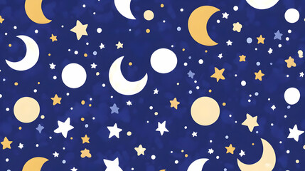 Night sky pattern, stars, moon, design, fabric