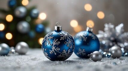 Stunning Blue Christmas Ornaments Festive Decor Winter Holiday
