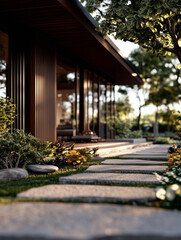 Obraz premium Tranquil Japanese Courtyard with Zen Ambiance