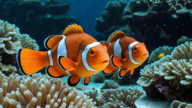 Nemo fish swimming in the water sailing the sea