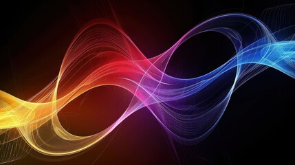Fototapeta premium Colorful abstract waves in a dark background, showcasing fluid motion and vibrant energy