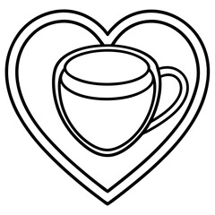 Modern Heart-Themed Coffee Mug Line Drawing
