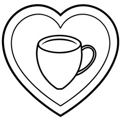 Modern Heart-Themed Coffee Mug Line Drawing