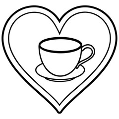 Modern Heart-Themed Coffee Mug Line Drawing