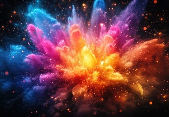 Vibrant Colorful Explosion of Powder Creating a Bright Abstract Background with Energetic and Dynamic Flow of Colors in Splendid Harmony and Artistic Motion