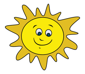 Sun smiling isolated on white background