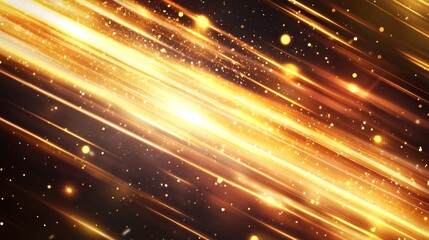 Fototapeta premium Abstract light effect, glowing golden lines with motion blur and sparkles on a transparent background, vector illustration. Detailed, high-resolution, professional photograph. 