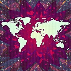 Obraz premium Abstract world map vector pattern, geometric design, globe, abstract