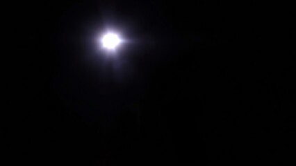 Bright Full Moon in Night Sky, Lens Flare Effect
