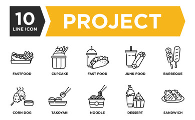 fast food icon collection set. containing design cupcake,fast food,junk food,dessert,sandwich