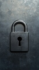 Elegant lock icon on textured metallic surface with dramatic lighting