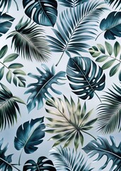 seamless pattern of tropical leave, poster and banner or wall paper, flyer style green leaf