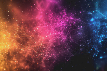 Fototapeta premium A beautiful Abstract digital technology background with colorful network connection lines.