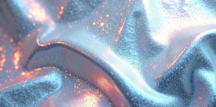 Shimmering silver foil with iridescent effects, metallic foil, iridescent, luster