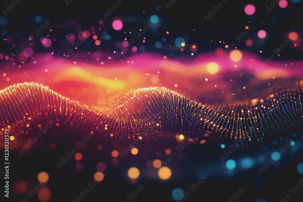 Wall mural a beautiful abstract digital technology background with colorful network connection lines.