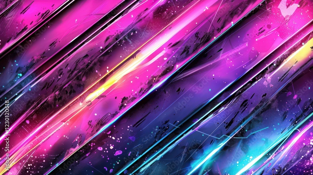 Poster vibrant abstract background with diagonal lines and splashes of color, suitable for design projects