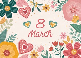 seamless floral pattern international women's day icon.Women's day symbol. Minimalistic design for international women's day concept.