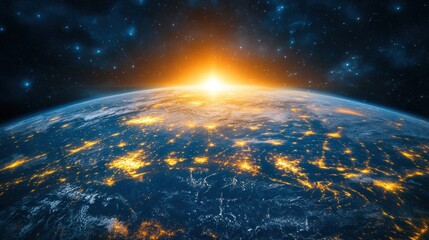 Obraz premium Earthrise 2025 Global Connectivity Sunrise Satellite