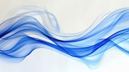 Obraz premium Abstract blue wave patterns flowing gracefully across a light background, creating a serene atmosphere