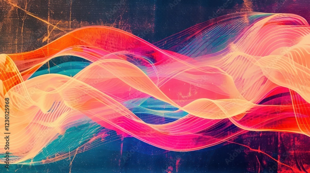 Aufkleber abstract colorful waves flowing through a textured background, creating a dynamic visual effect
