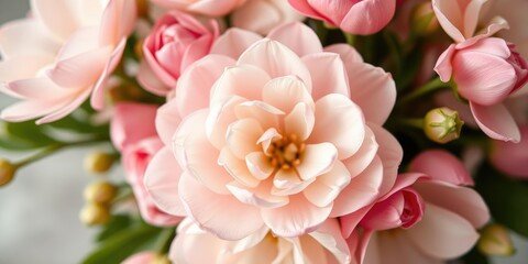 Fototapeta premium Soft petals of delicate flowers softly unfold in a gentle bouquet, serene, floral, soft focus