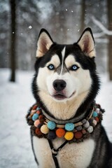 siberian husky dog in snow