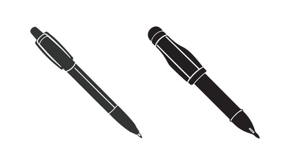 Pen simple icon set. Pen symbol collection. Vector illustration. Pen silhouette vector illustration art design. Ballpoint, pen, pencil, marker, paint brush  vector illustration isolated.