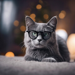 cat with glasses