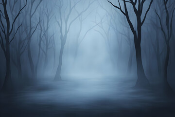 Obraz premium Foggy forest path, mystical scene, background, fantasy