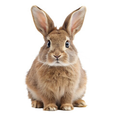 fluffy brown rabbit standing isolated on transparent background