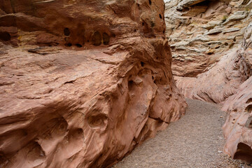 Eroded by water and wind cliffs in the canyon, Little Wild Horse Canyon, San Rafael Swell, Utah