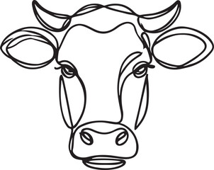 Detailed Line Drawing of Cow Head – Vector Art