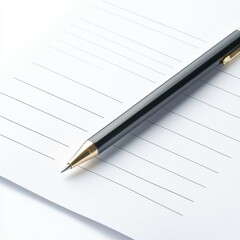 A sleek black pen rests on a blank lined notepad, inviting thoughts and ideas to be captured on paper.