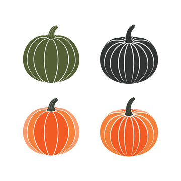  Pumpkin silhouette vector. Pumpkin icon. Autumn vegetable symbol. Thanksgiving pumpkin vector illustration. Orange Halloween decoration concept. October gourd outline and flat sign isolated.