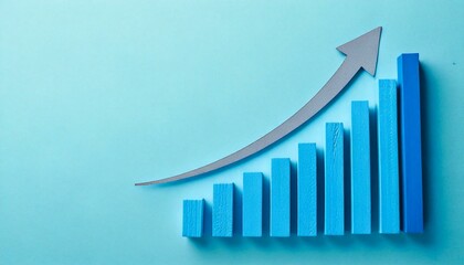 成長をイメージした青い右上がりの棒グラフと矢印	