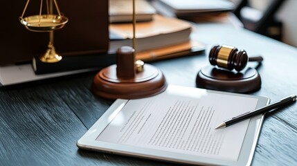 A digital platform showing an easy-to-use legal services interface on a tablet. digital