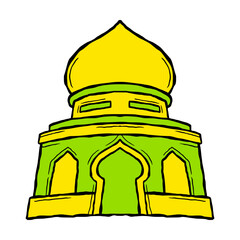 Hand-drawn Mosque with Domes