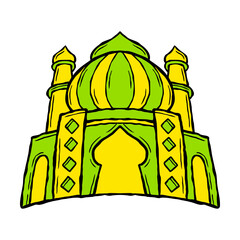 Hand-drawn Mosque with Domes