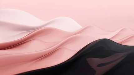 Obraz premium Abstract flowing waves of soft pink, white, and black textures creating a serene background