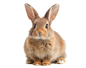 Fototapeta premium fluffy brown rabbit standing isolated on transparent background