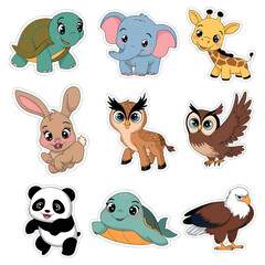 Naklejka premium animals cartoon Sticker and Free Illustration
