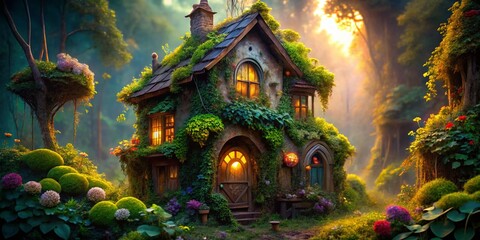 Obraz premium Enchanting Fairy House in Abandoned Urban Building - Stock Photo