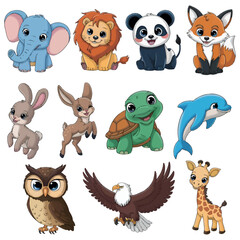 Fototapeta premium animals cartoon Sticker and Free Illustration