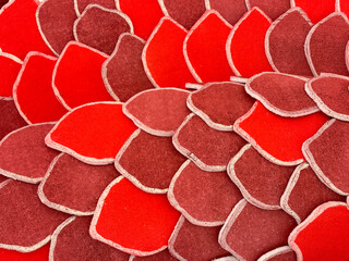 Close up of reptile dragon skin seamless pattern in red colors. Macro photography. Seamless snake or dragon or fish scales skin background texture. © TMR Studio