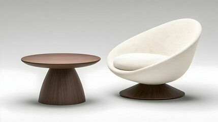 Modern chair, side table, studio